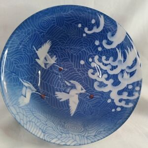 Blue and White Decorative Plate with Bird Design